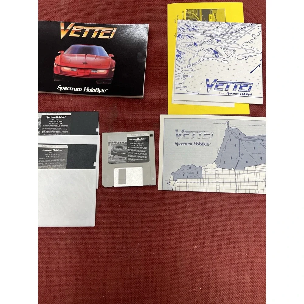 Vettei IBM CGA 1989 Spectrum Holobyte Sphere 2 Disk Size+ Game + Manual + Poster